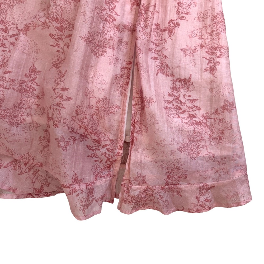 Sofie the Label Pink Floral Puff Sleeve Midi Dress Smocked Cottagecore Fairy S - Picture 7 of 8